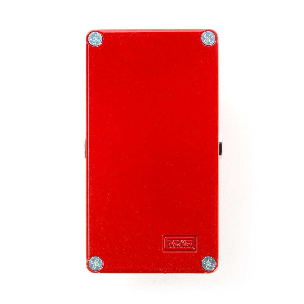 MXR M228 Dyna Comp Deluxe compressor pedal — red, angled view