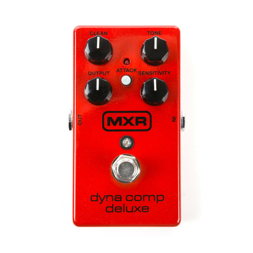 MXR M228 Dyna Comp Deluxe compressor pedal — red enclosure, top view
