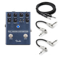 Fender Full Moon Distortion pedal — blue front panel with included guitar and patch cables
