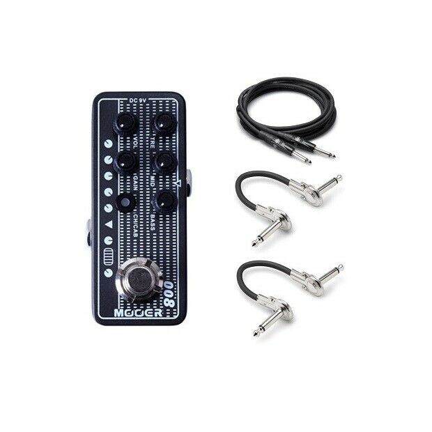 Mooer Cali MK3 micro preamp pedal — navy enclosure with included cables