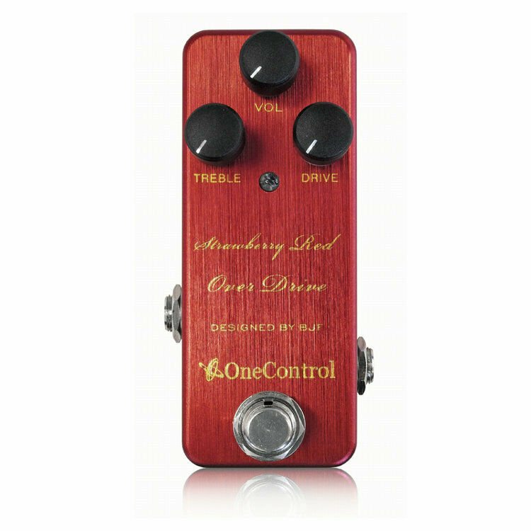 One Control Strawberry Red Overdrive guitar effects pedal — red enclosure