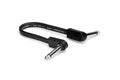 Hosa CFP-112 patch cable — black 12-inch flat cable with right-angle plugs