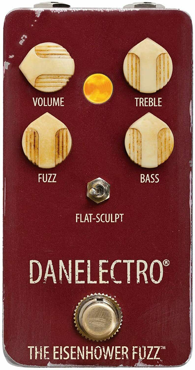 Danelectro The Eisenhower Fuzz maroon octave fuzz pedal top view