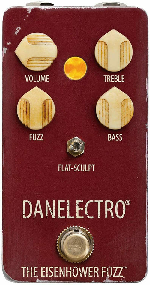Danelectro The Eisenhower Fuzz maroon octave fuzz pedal top view