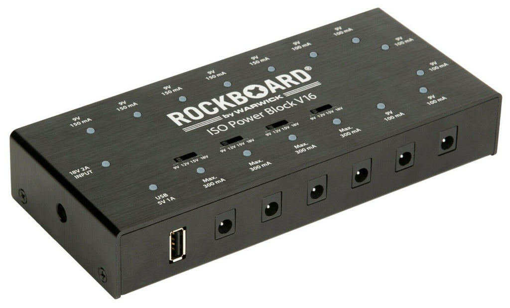 RockBoard ISO Power Block V16 power supply — side angle view
