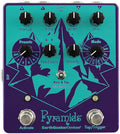 EarthQuaker Devices Pyramids Stereo Flanging Device — top view, purple and teal enclosure