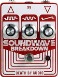 Death By Audio Soundwave Breakdown fuzz pedal — white and red enclosure, front view