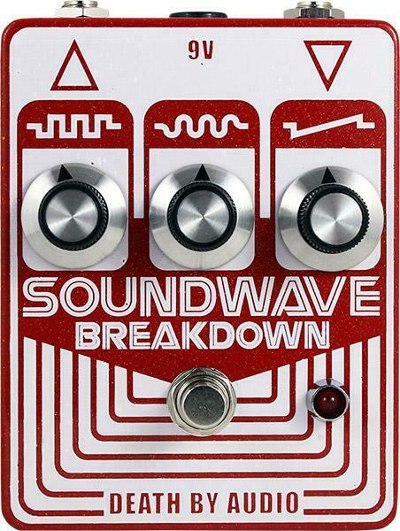 Death By Audio Soundwave Breakdown fuzz pedal — white and red enclosure, front view