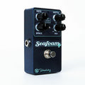 Keeley Seafoam Plus chorus pedal in metallic blue, angled view of controls and footswitch