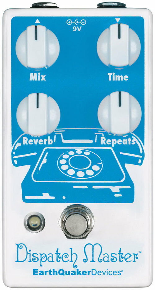 EarthQuaker Devices Dispatch Master V3 Delay Reverb Pedal - white and blue enclosure, front view