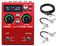 Boss RC-10R Rhythm Loop Station pedal in red with included instrument and patch cables