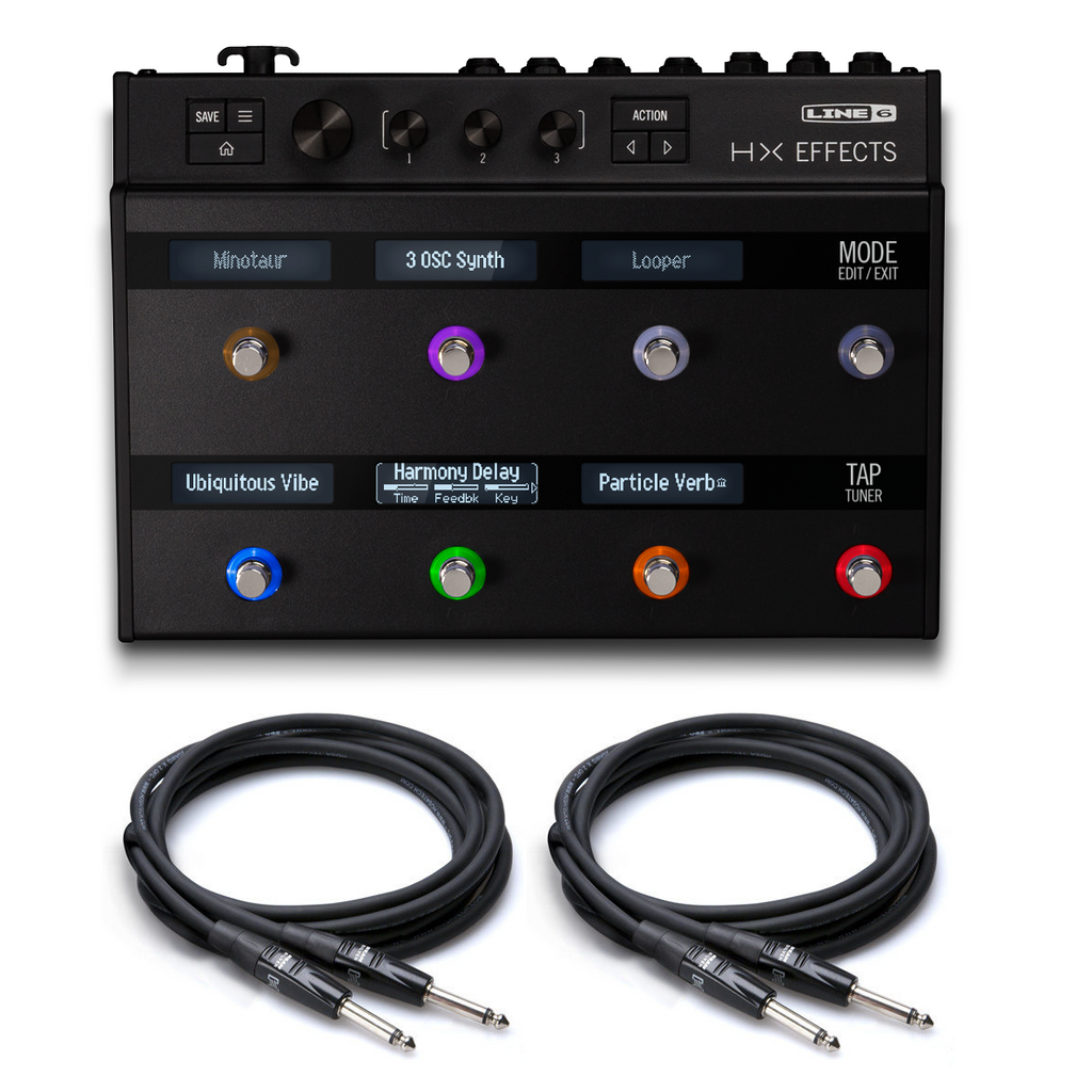New Line 6 HX Effects multi-effects pedal, black, top view with eight footswitches
