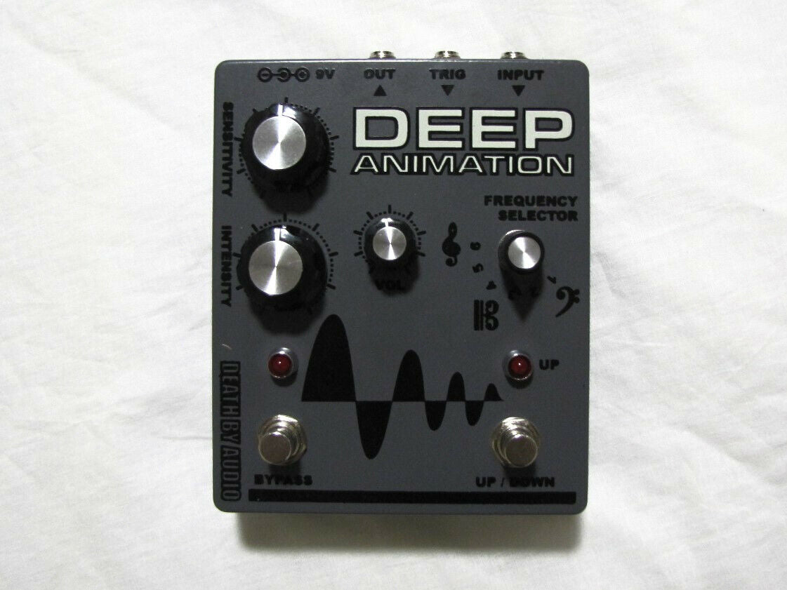 Death By Audio Deep Animation envelope filter pedal — gray top, front view