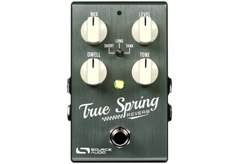 Source Audio SA247 True Spring Reverb/Tremolo pedal - front, green enclosure, four knobs