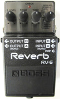 Boss RV-6 Digital Reverb guitar pedal in black with four knobs and eight-mode selector