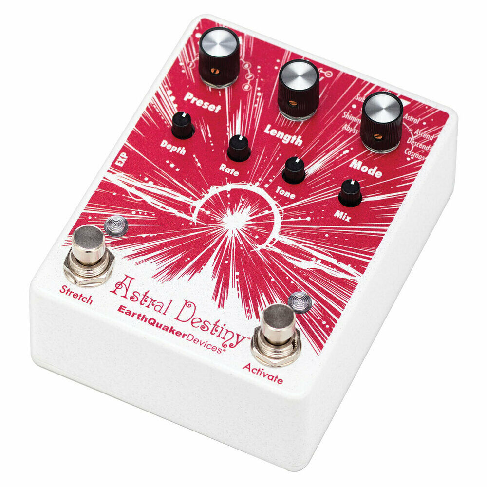 EarthQuaker Devices Astral Destiny octave reverb pedal — front three-quarter angle