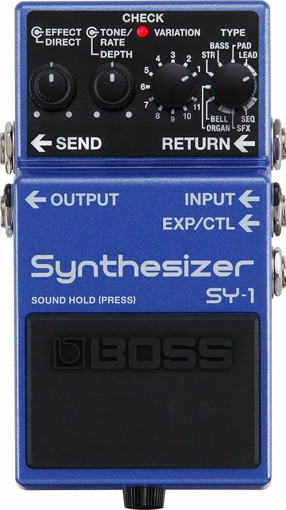 Boss SY-1 synthesizer pedal top controls and type selector