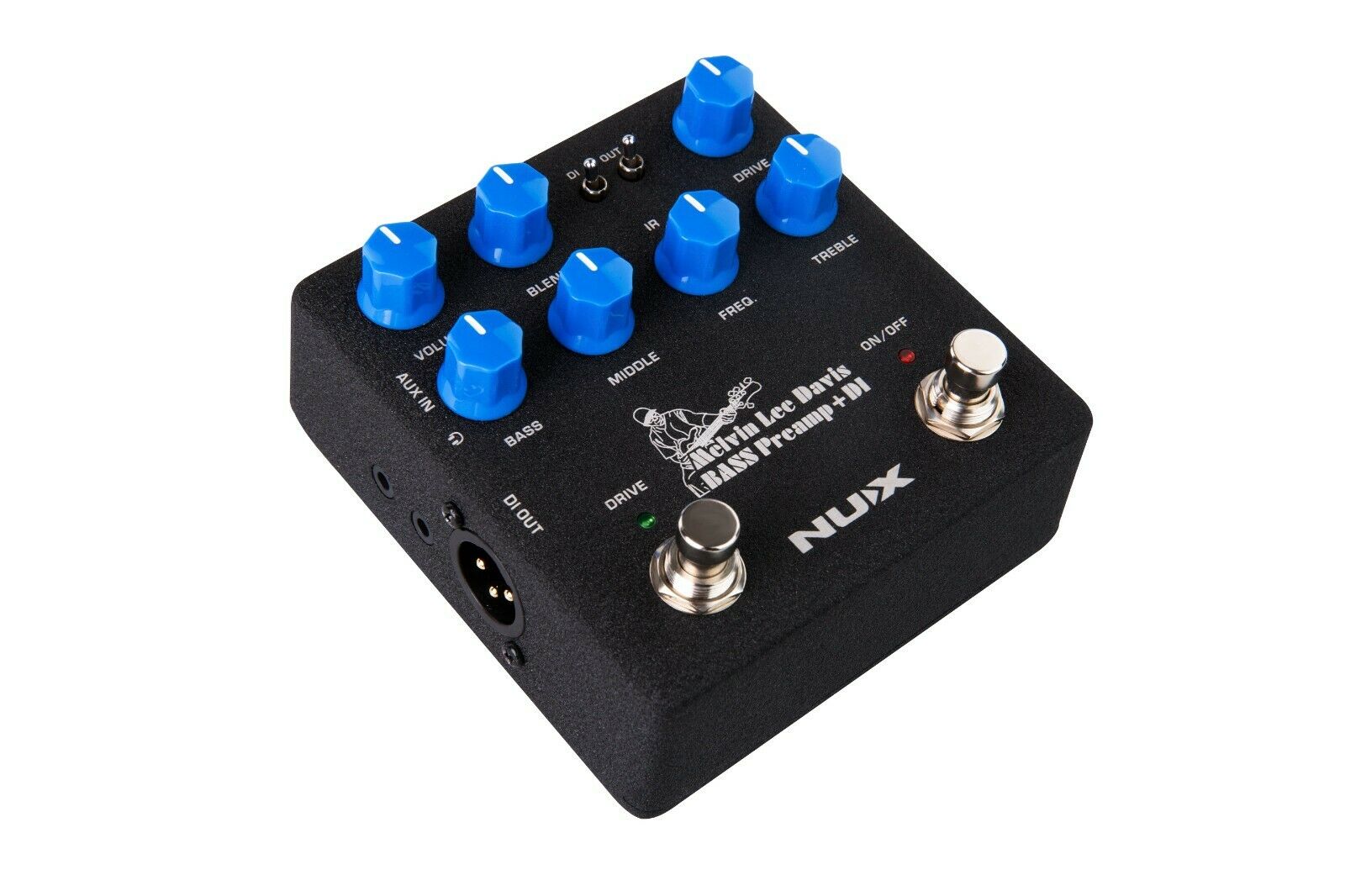 NUX NBP-5 bass preamp DI pedal — side panel jacks