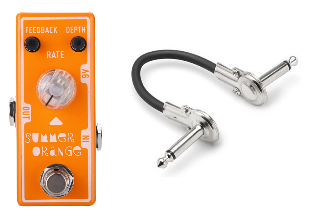 Tone City T12 Summer Orange Phaser pedal with patch cable — front view