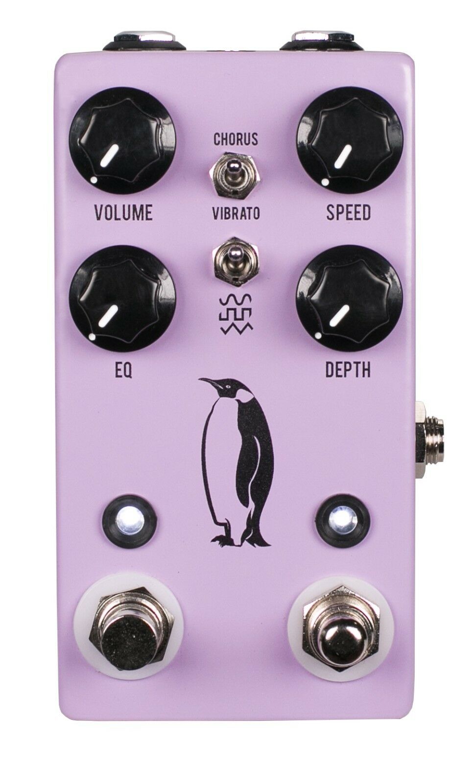 JHS Emperor V2 chorus/vibrato pedal — lavender enclosure with penguin art