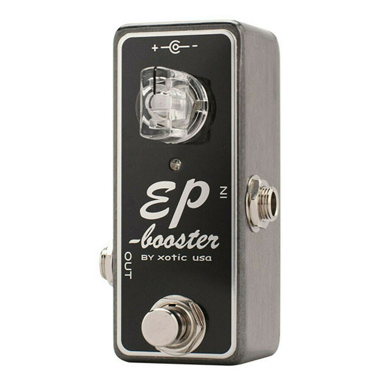New Xotic EP Booster pedal showing control knob and footswitch