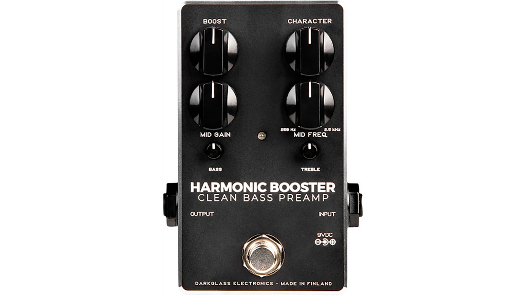 New Darkglass Harmonic Booster bass preamp DI pedal, black, top view