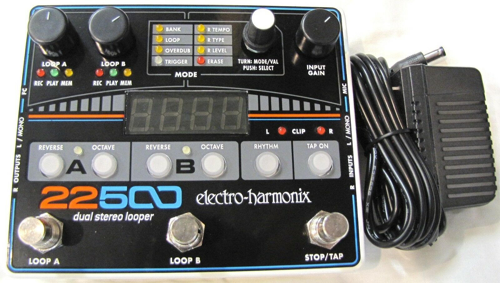 Electro-Harmonix 22500 dual stereo looper pedal - black enclosure with included power supply