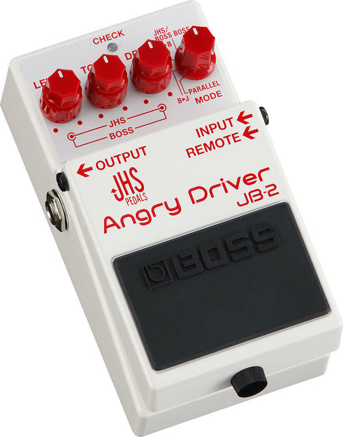 Boss JB-2 Angry Driver white overdrive pedal angled view