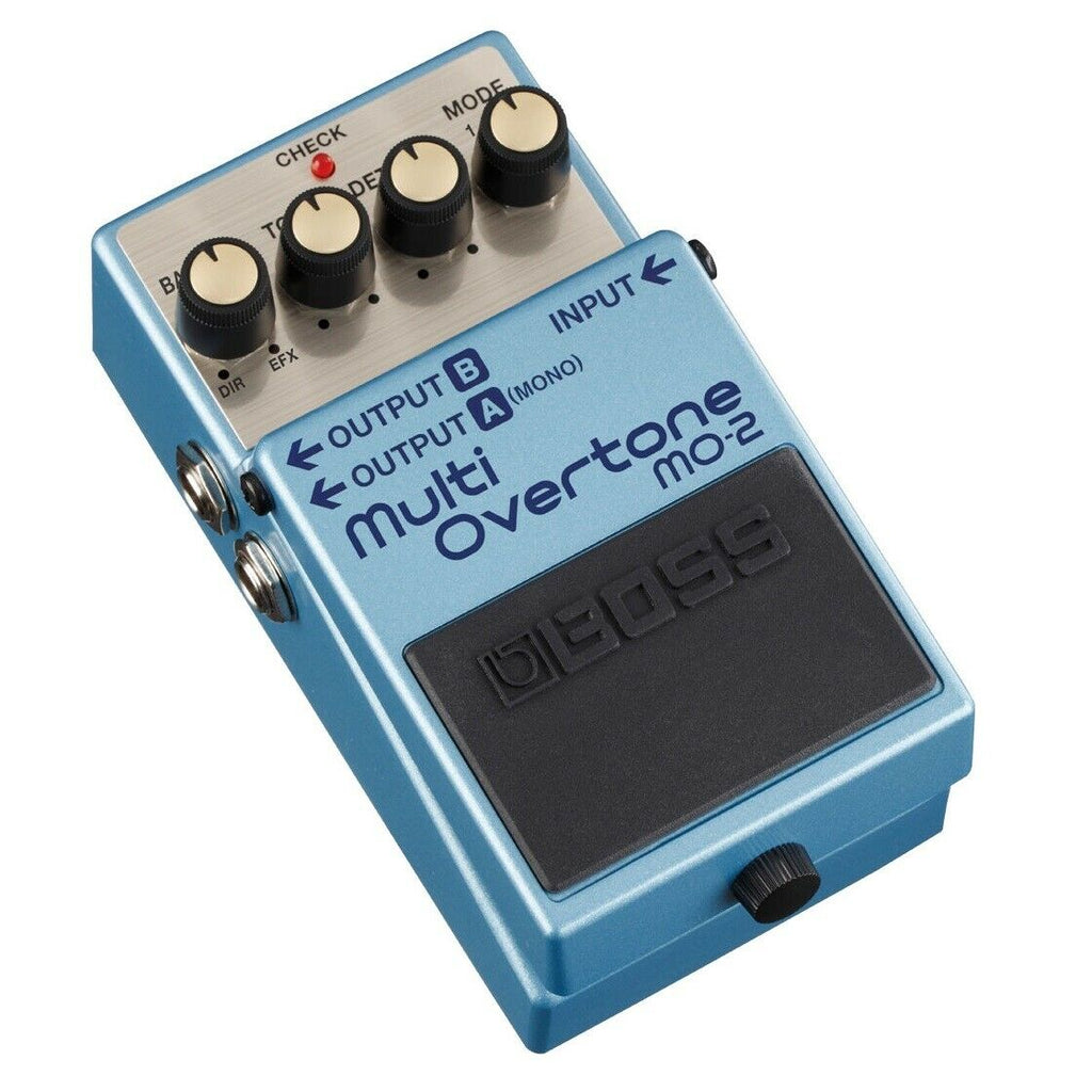 Boss MO-2 Multi Overtone MDP guitar pedal — side view showing stereo outputs