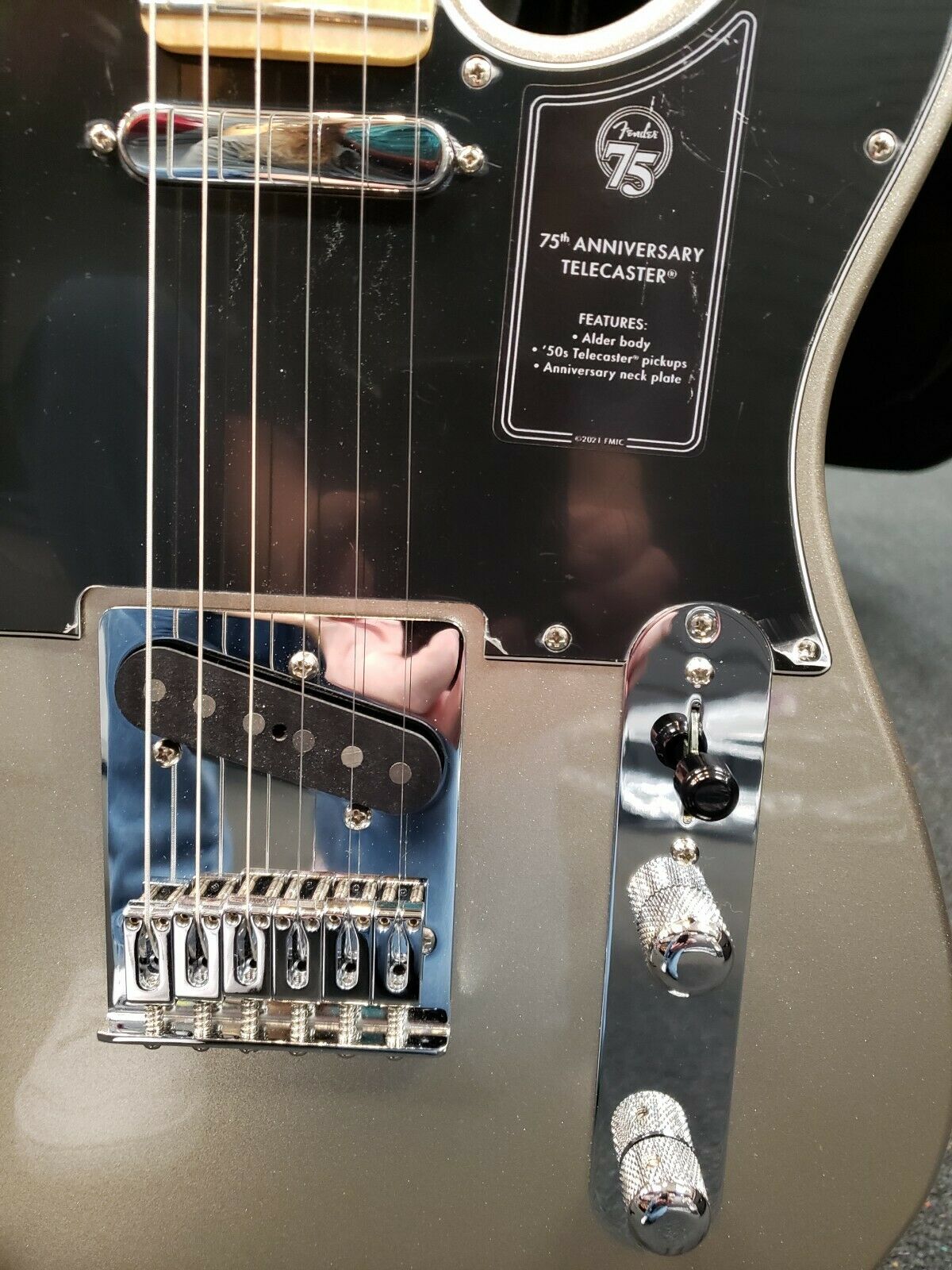 Fender 75th Anniversary Telecaster headstock with matching painted finish