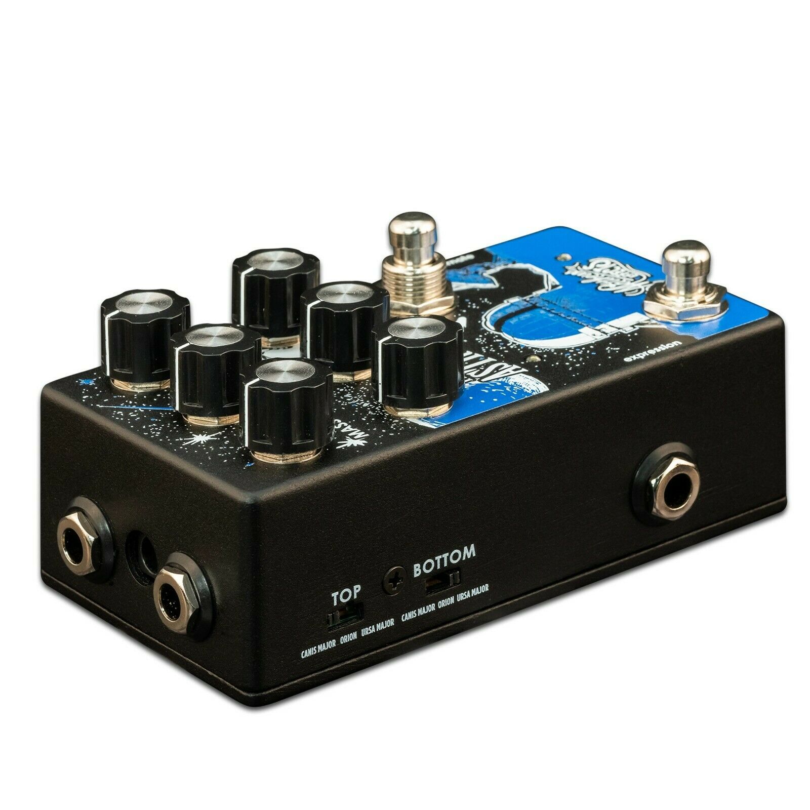 Black Matthews Effects Astronomer V2 reverb pedal control knobs detail
