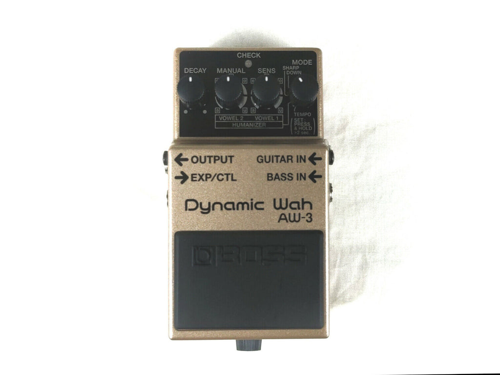 Boss AW-3 Dynamic Wah auto-wah pedal - gold champagne enclosure, top view
