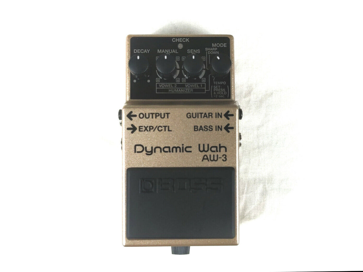 Boss AW-3 Dynamic Wah auto-wah pedal - gold champagne enclosure, top view