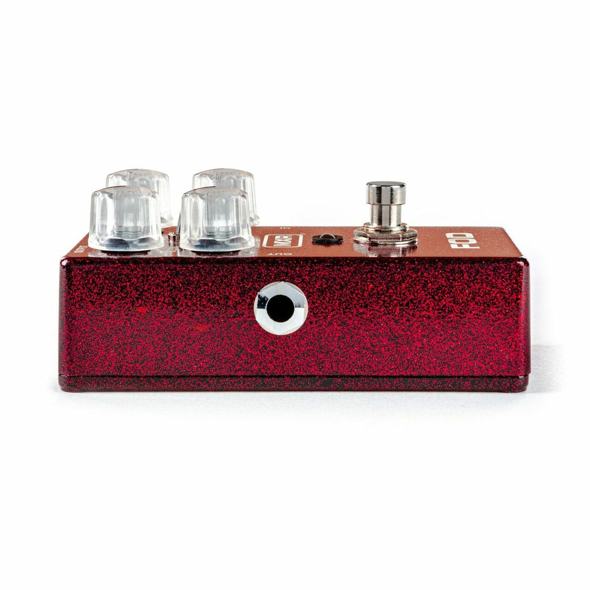 MXR M251 FOD Drive overdrive pedal — right side jack and switch detail