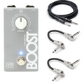Vertex Boost MKII clean boost pedal — silver enclosure, shown with included guitar and patch cables
