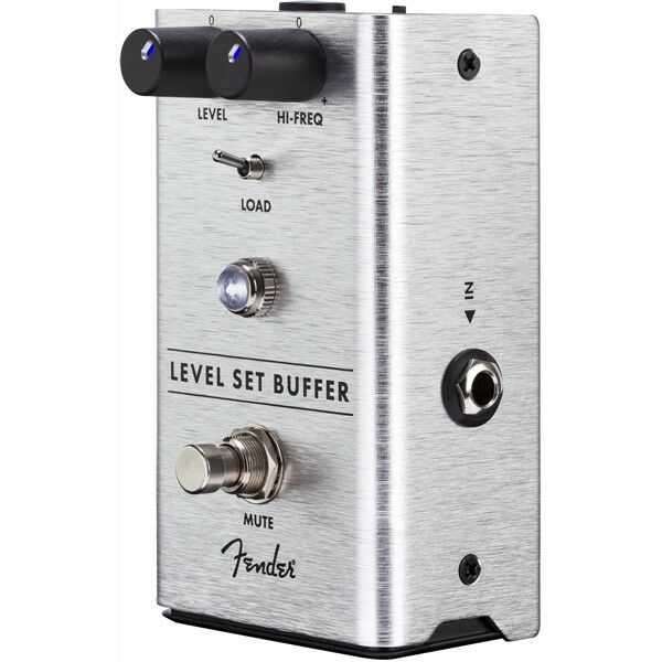 Fender Level Set Buffer pedal — silver enclosure, rear jacks view