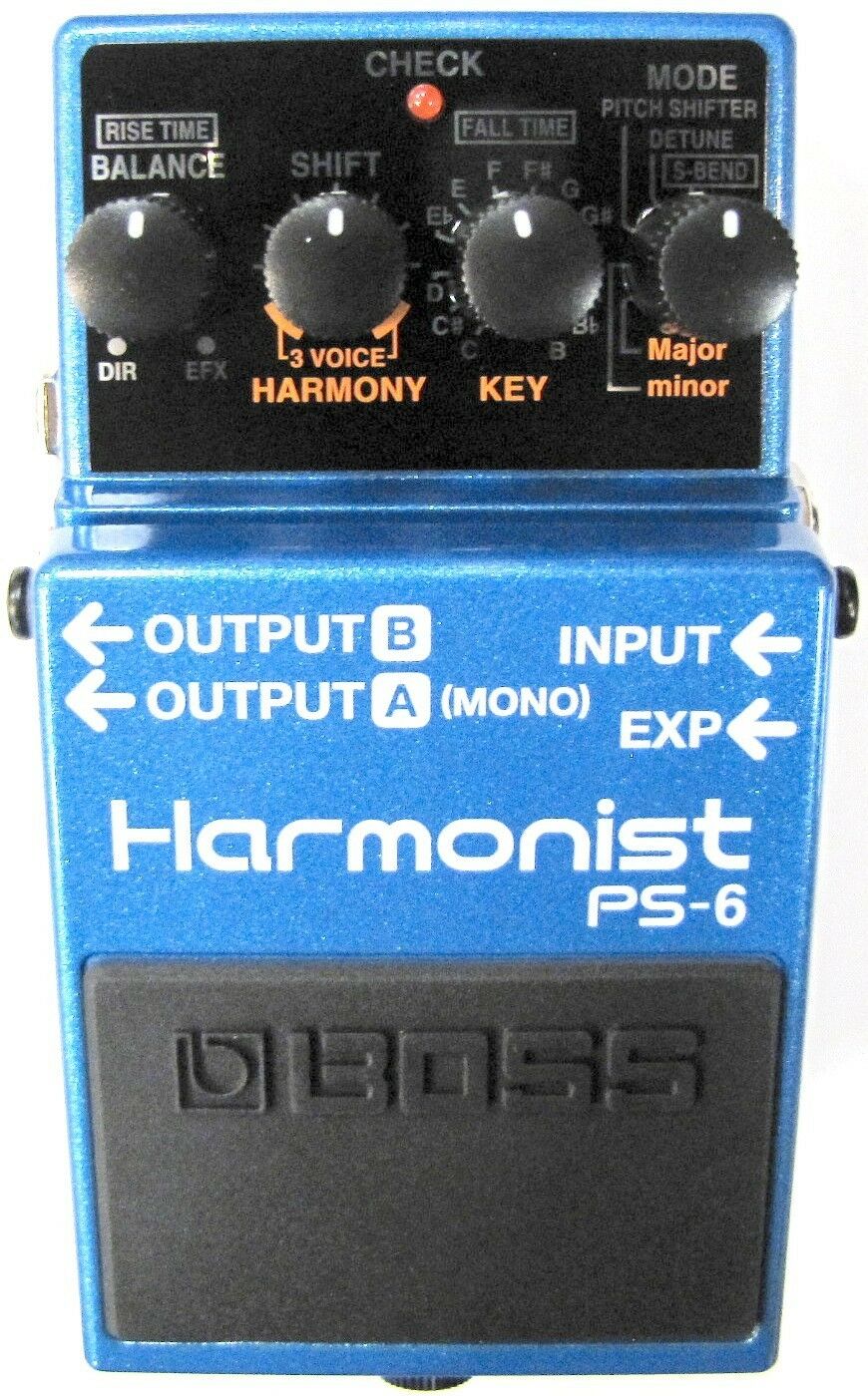 Boss PS-6 Harmonist pitch shifter pedal, blue enclosure top view
