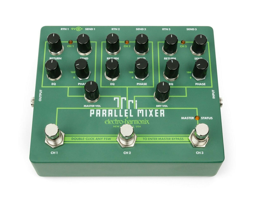 Electro-Harmonix Tri Parallel Mixer pedal, rear connection panel