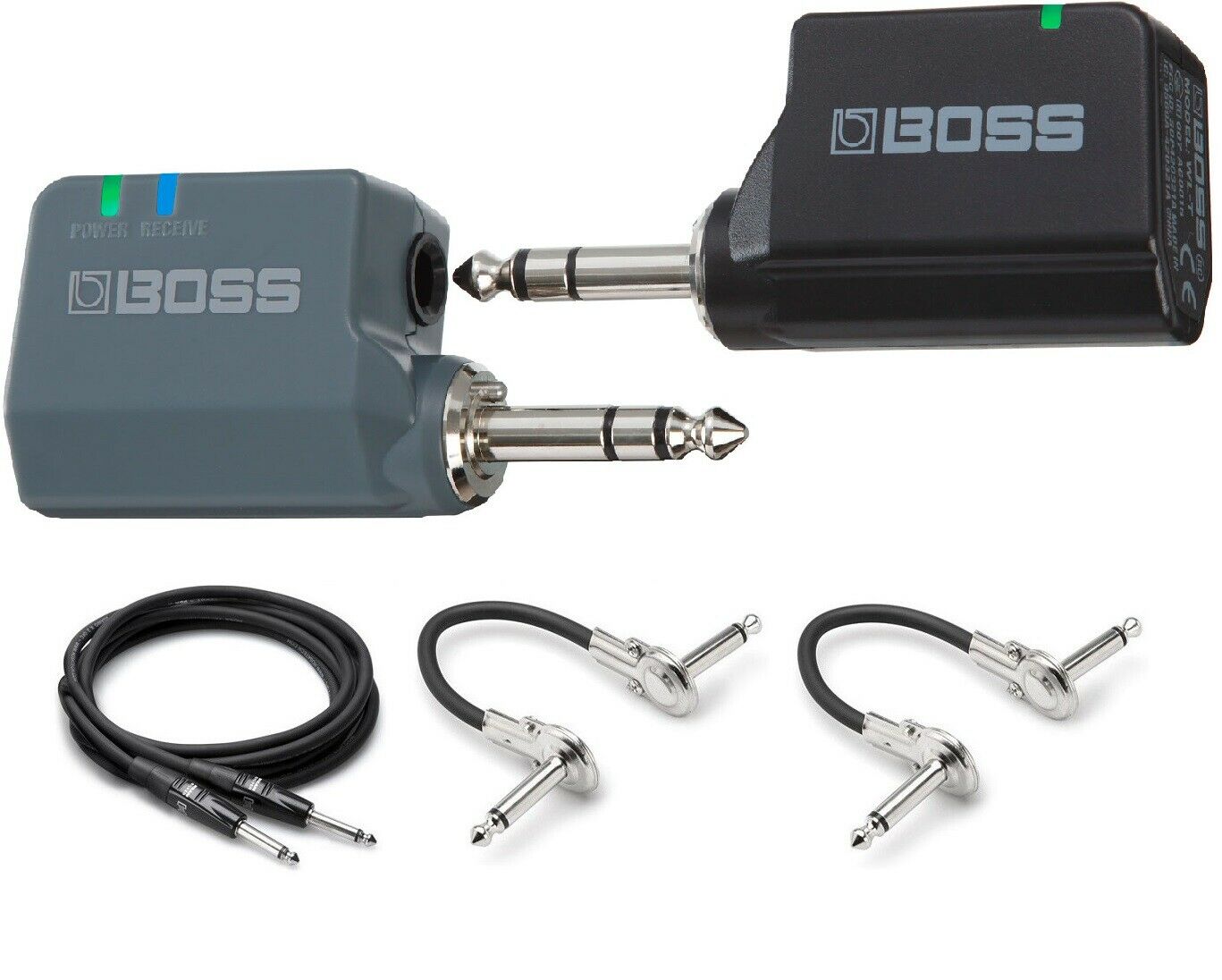 Boss WL-20L wireless system - gray receiver and black transmitter, cables