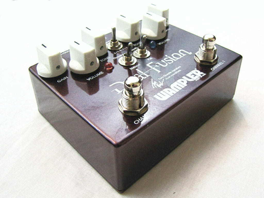 Wampler Tom Quayle Dual Fusion V2 pedal detail view of toggle switch and controls