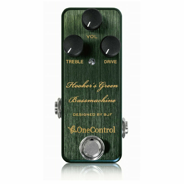 New One Control Hooker's Green Bass Machine overdrive bass guitar effects pedal, green aluminum enclosure