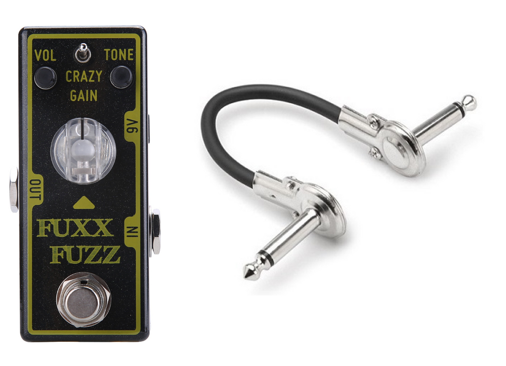 New Tone City Fuxx Fuzz yellow mini pedal with included patch cable