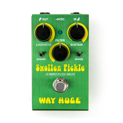 Way Huge Swollen Pickle fuzz pedal top view with control knobs