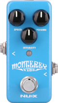 NUX Monterey Vibe NCH-1 uni-vibe pedal — blue mini enclosure, Speed Volume Intensity knobs