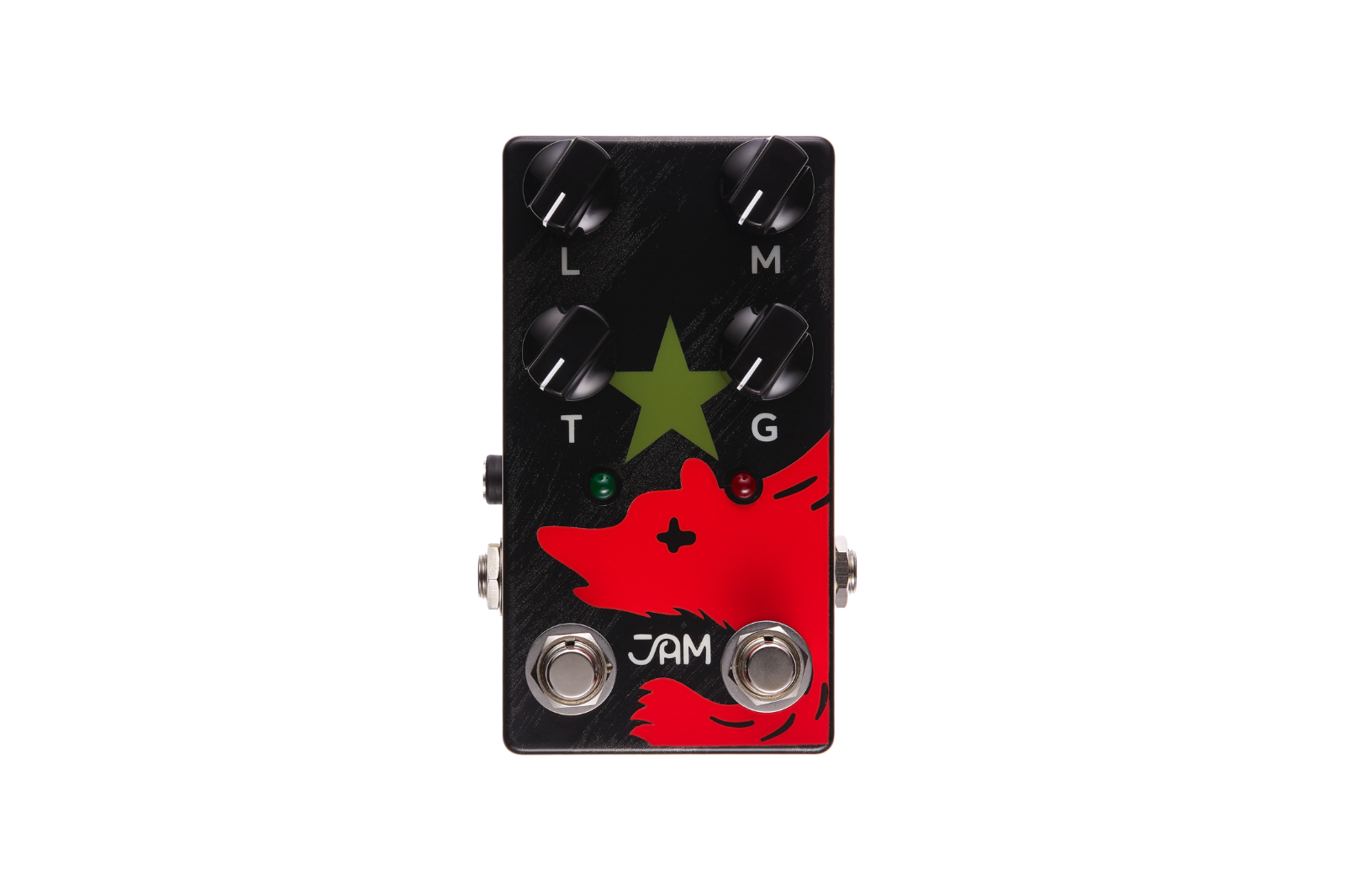 JAM Pedals Red Muck Bass fuzz pedal — black enclosure with red bear, front view