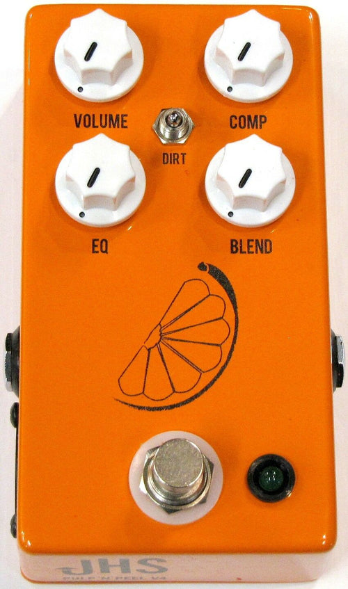 JHS Pulp N Peel V4 compressor preamp pedal — front view showing orange enclosure