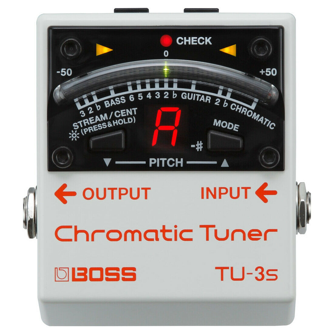 Boss TU-3S chromatic mini tuner pedal front view