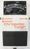 Used Boss TU-3 Chromatic Tuner pedal, white body with black LED meter display