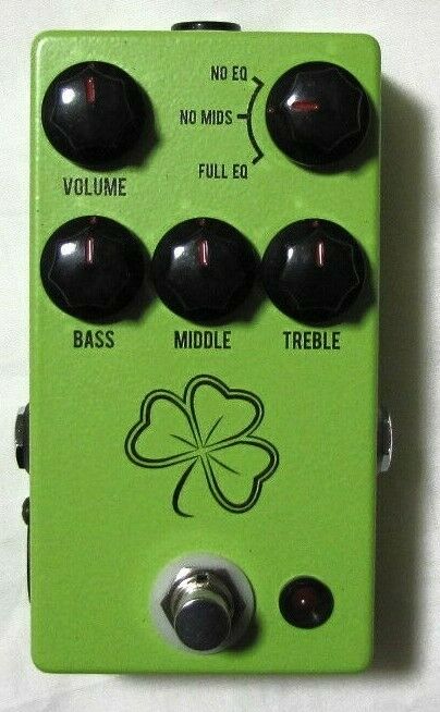 JHS Clover preamp boost pedal - green enclosure with black knobs and EQ rotary switch