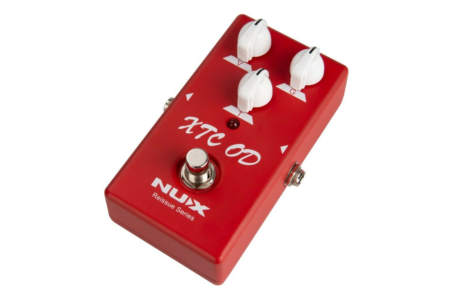 NUX XTC OD overdrive pedal — side view with input jack